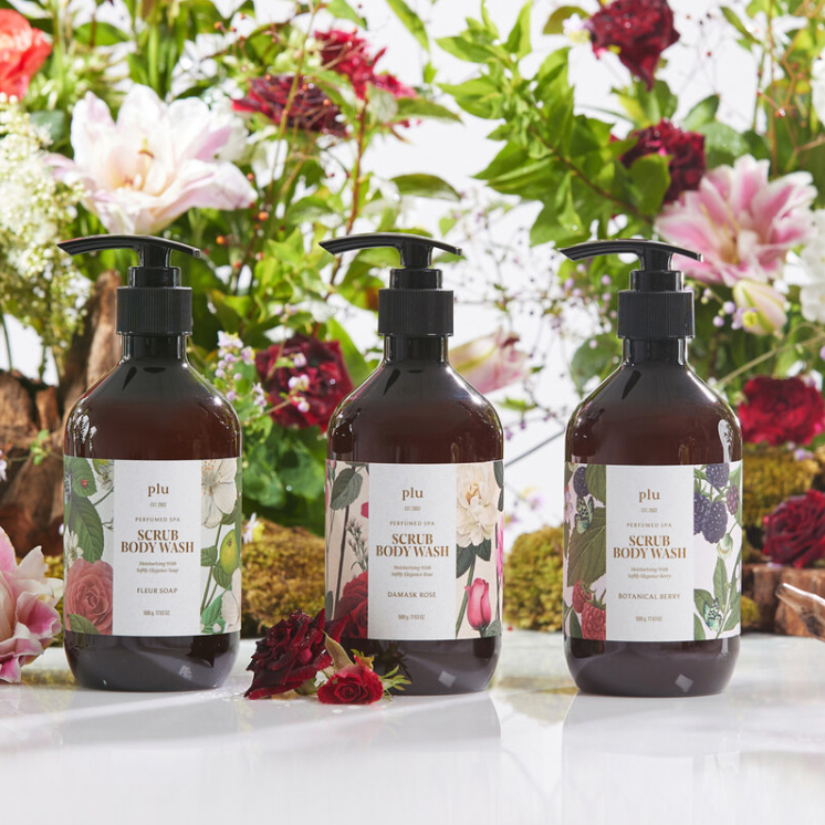 Plu Perfumed Spa Body Wash with Fleur Scent 500g – Exfoliating and Nourishing