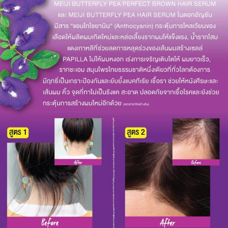 Meiji Lips - Sérum Cheveux Bruns Parfaits Butterfly Pea 3g.