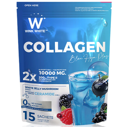WinkWhite Collagen Blue Hya Plus 12g - 15 Sachets for Radiant Skin