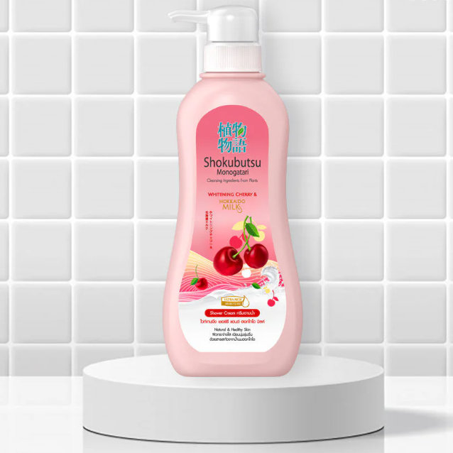 Shokubutsu Monogatari Whitening Shower Cream with Cherry & Hokkaido Milk 500ml