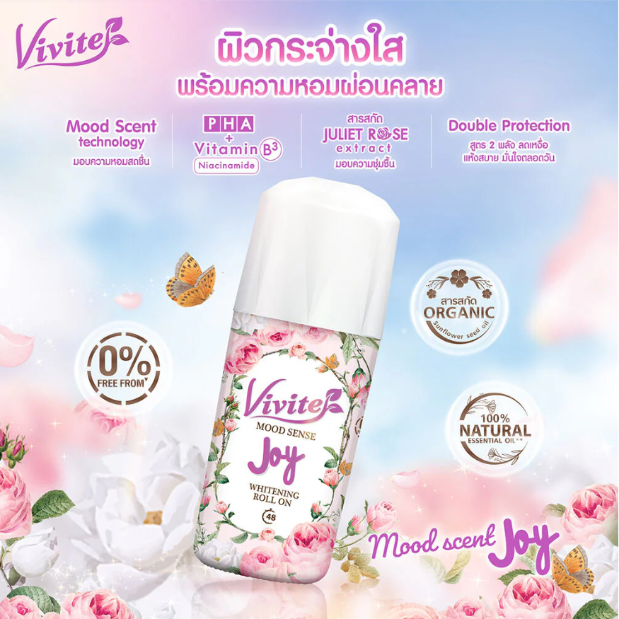 Vivite Pink Mood Sense Whitening Roll-On 45ml – Pack of 2