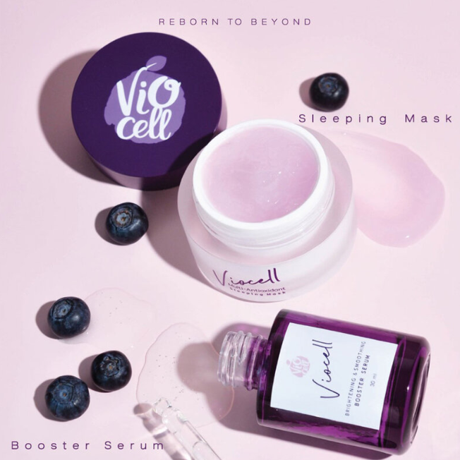Viocell Brightening & Smoothing Booster Serum 30ml + Multi-Antioxidant Sleeping Mask 30g Duo