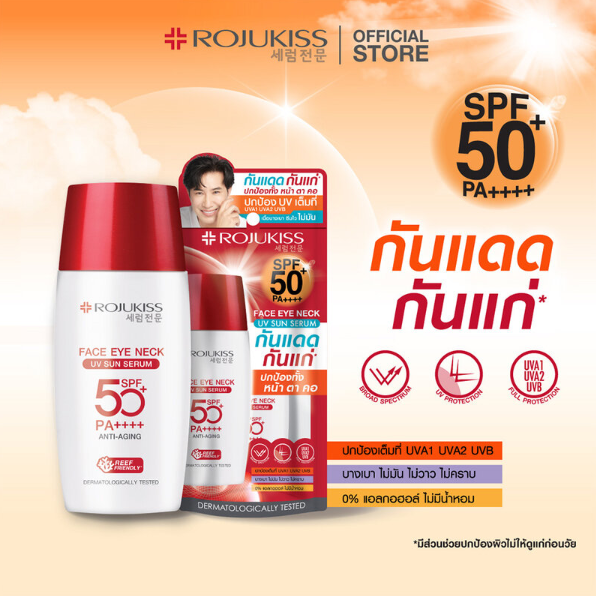 Rojukiss Face, Eye & Neck UV Sun Serum SPF50+ PA++++ - 7g (Pack of 6)