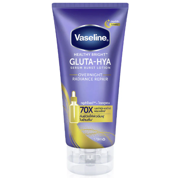 Vaseline Healthy Bright Gluta-Hya Serum Burst Lotion - Overnight Radiance & Repair, 170ml