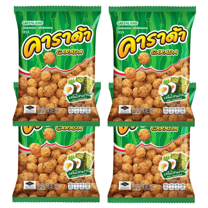 Carada Nori Seaweed Snacks 64g - Pack of 4, Healthy & Tasty Japanese Seaweed Treats