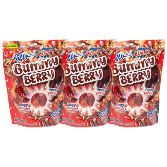 Roscela Gummy Berry Cola - 39g Pack of 3 | Chewy Cola & Berry Snack