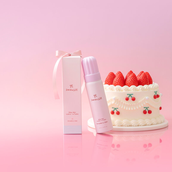 Smousse Silky Hair Leave-In Foam with Strawberry Cake Scent 100ml
