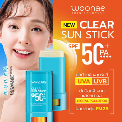 Woonae Clear Sun Stick SPF50+ PA++++ - 15g for Protecting and Brightening Skin