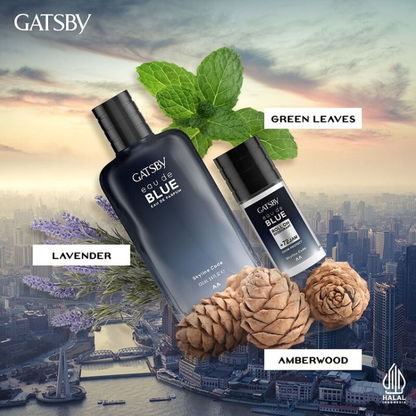 GATSBY Eau De Blue Roll-On Skyline 50ml – Bold, Long-Lasting Fragrance for Men