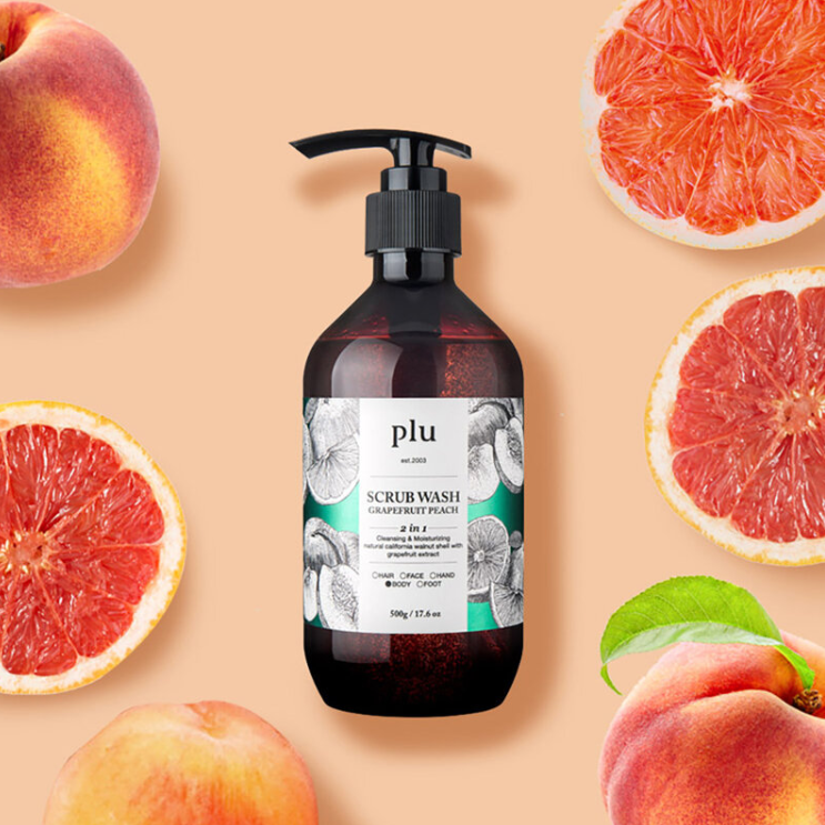 Plu Grapefruit & Peach Gentle Scrub Wash 500g