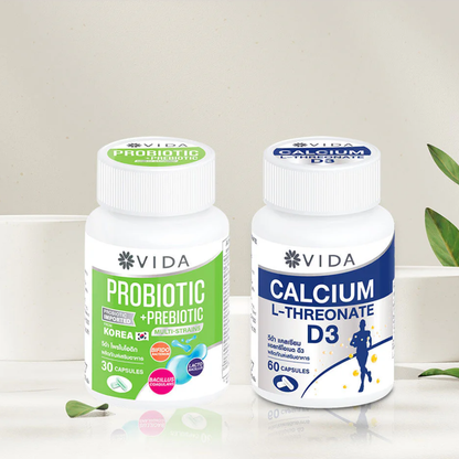 Vida Calcium L-Threonate + Vitamin D3 - 60 Capsules for Bone Support