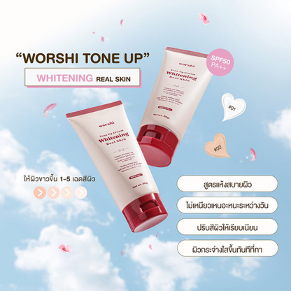 Worshi Tone-Up Whitening Cream SPF50+ PA++ 65g - Brighten & Protect