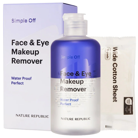 Nature Republic Simple Off Makeup Remover Set – Waterproof 240ml + 15 Cotton Pads