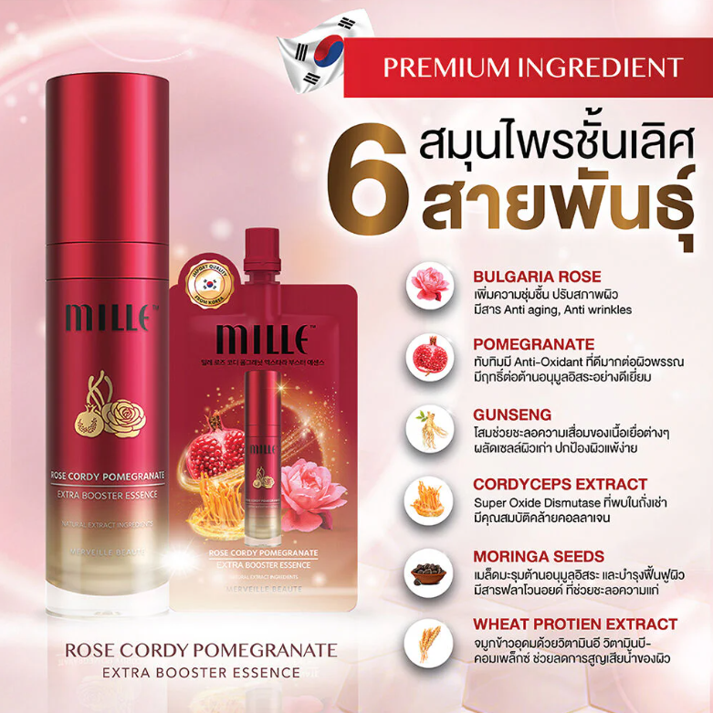 Mille - Rose Cordy Pomegranate Booster Essence 35ml.