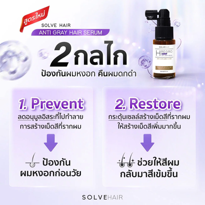 Solve Hair H Regro Plus Anti-Gray Serum 35ml - Nourish & Revitalize Gray Hair