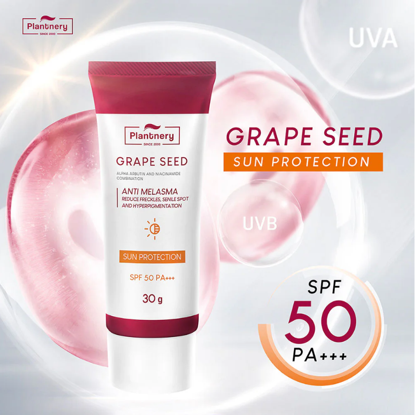 Plantnery Grape Seed Sunscreen Cream SPF50+ PA+++ 30g - Broad Spectrum Protection