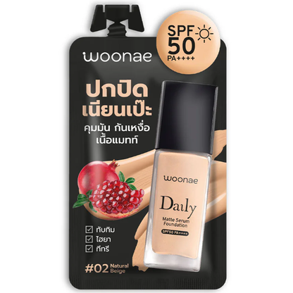 Woonae Daily Matte Serum Foundation SPF50 PA++++ - 8g (Pack of 3)