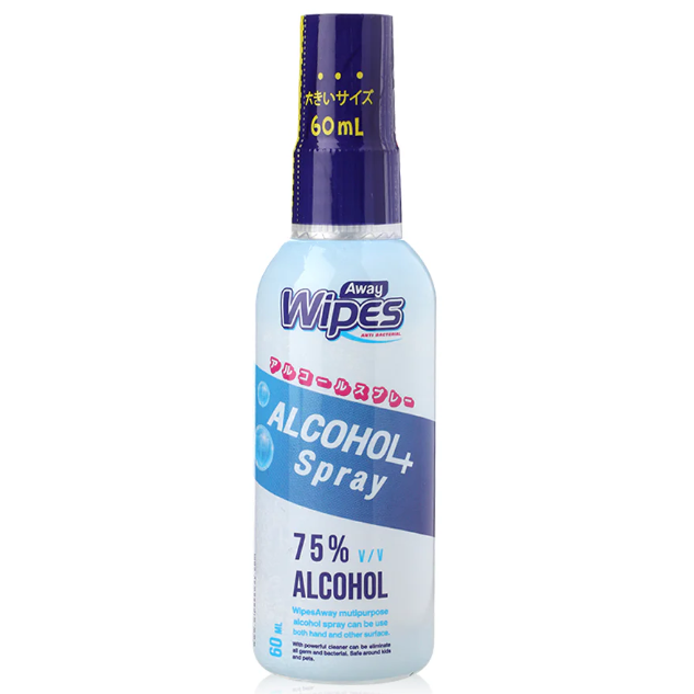 Kanda Wipes Away Alcohol Spray+ 60ml – Portable Hand Sanitizer & Surface Cleaner