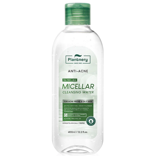 Plantnery Tea Tree Acne Micellar Cleansing Water 400ml – Gentle & Effective Face Cleanser