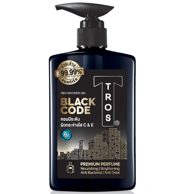 TROS Black Code Deo Shower Gel 450ml - Refreshing and Masculine Fragrance