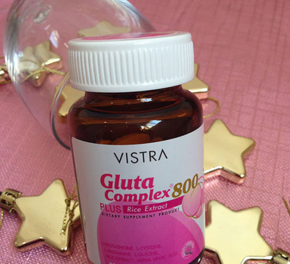 Vistra Skin Beauty Bundle: Gluta Complex 800 + Rice Extract 30 Tablets + Acerola Cherry 1000mg + Citrus Bioflavonoids 45 Tablets