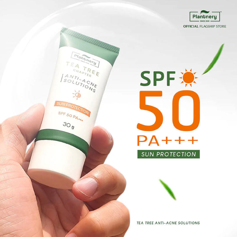 Plantnery Tea Tree Sunscreen SPF50/PA+++ for Acne & Oil Control 30g