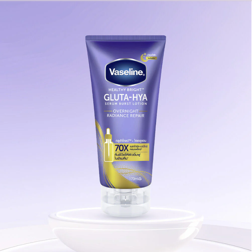 Vaseline Healthy Bright Gluta-Hya Serum Burst Lotion - Overnight Radiance & Repair, 170ml