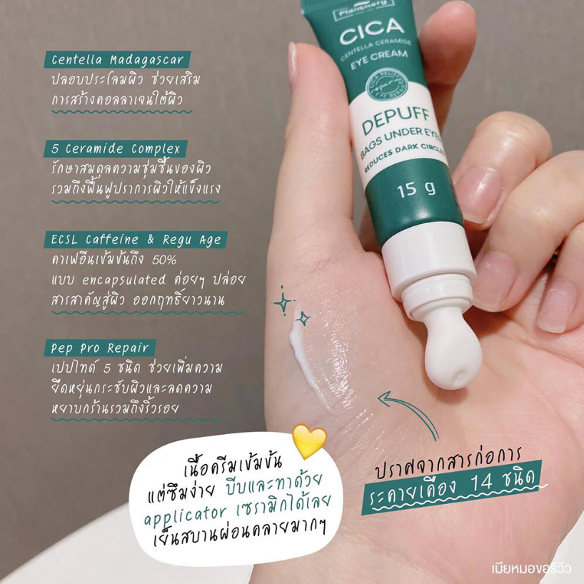 Plantnery Cica Centella Ceramide Eye Cream 15g - Soothing & Hydrating