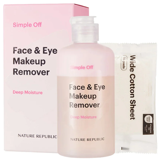 Nature Republic Simple Off Face & Eye Makeup Remover Set - 240ml + 15 Cotton Pads