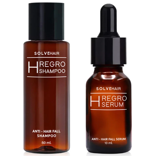 Solve Hair Regro Plus Set: Anti-Gray Serum (10ml) & Regro Shampoo (50ml)