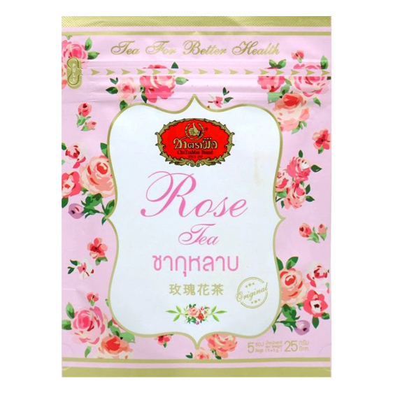 Cha Tra Mue Oolong Thai Tea Powder with Rose Petals – 25g Pack (5 x 5g Bags)