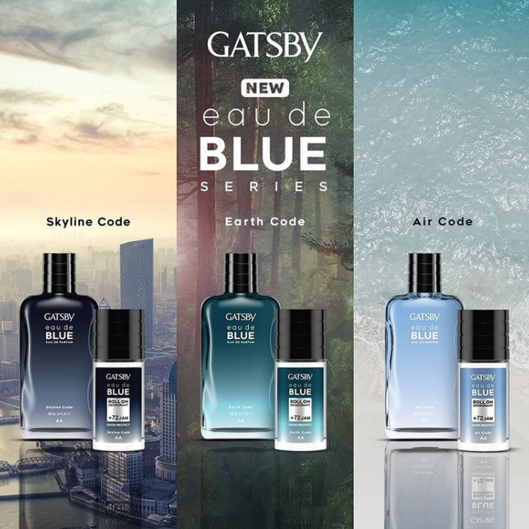 GATSBY Eau De Blue Roll-On Skyline 50ml – Bold, Long-Lasting Fragrance for Men