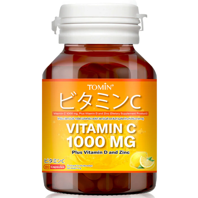 Tomin Vitamin C 1000mg with Vitamin D & Zinc – 60 Capsules