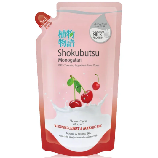 Shokubutsu Monogatari Whitening Cherry & Hokkaido Milk Shower Cream Refill 500ml