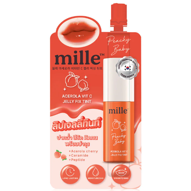 Mille - Acerola Vit C Jelly Fix Tint, Peachy Baby 3g.