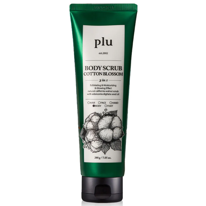 Plu Body Scrub Cotton Blossom 200g – Gentle Exfoliation & Hydration