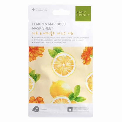 Baby Bright Lemon & Marigold Mask Sheet 20g - Pack of 3 for Radiant, Nourished Skin