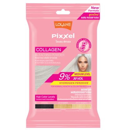 Lolane Pixxel Collagen Bleaching Powder - Medium Level (15g x 3 Packs)