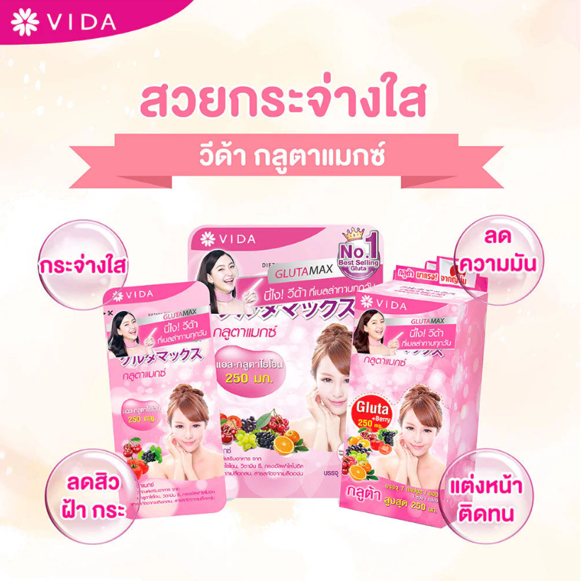 Vida - Bundle - GlutaMax L-Glutathione 250mg. 30 Capsules (2 Sachets) + Collagen Q10 52 Tablets (2 Sachets)