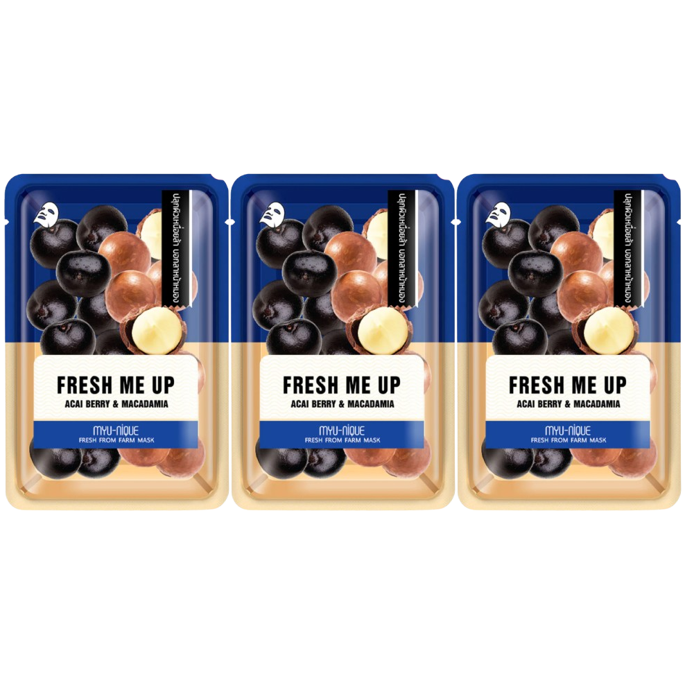 MYU-NIQUE Fresh Farm Acai Berry & Macadamia Face Mask - 25g (Pack of 3)