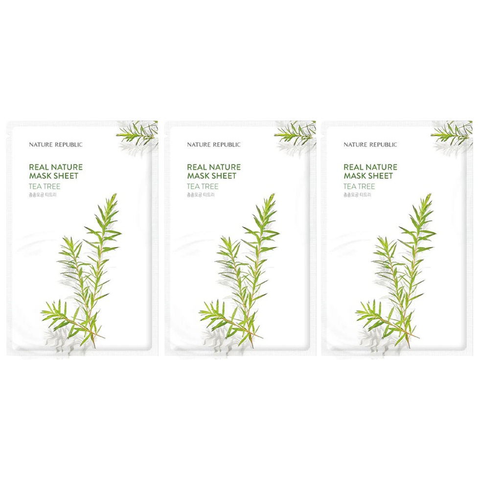 Nature Republic Tea Tree Real Nature Mask Sheet - 23ml (Pack of 3)