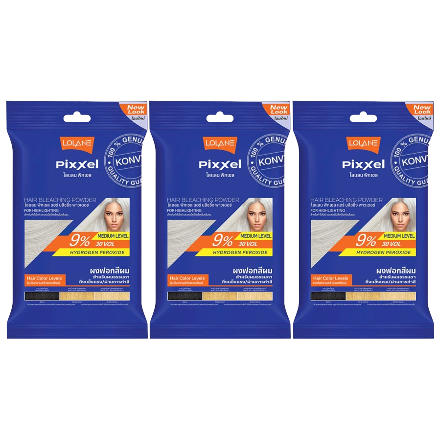 Lolane Pixxel Hair Bleaching Powder with Oxymilk 9%, 15g (Pack of 3)
