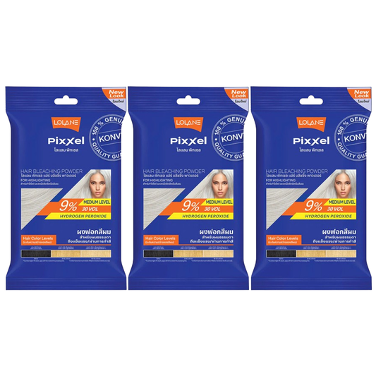 Lolane Pixxel Hair Bleaching Powder with Oxymilk 9%, 15g (Pack of 3)