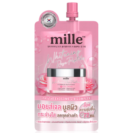 Mille - Whitening Rose Peptide 9 Complex Gel Cream 6g. (Pack of 3)