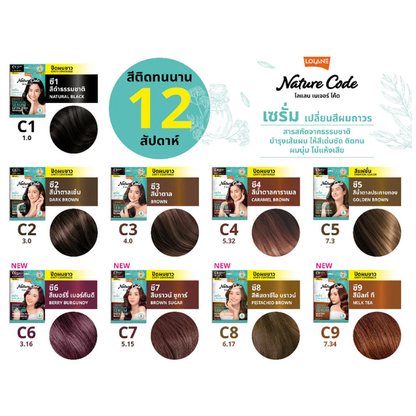 Lolane Nature Code Botanic Hair Color Serum C8 Pistachio Brown – 60ml (Pack of 3)