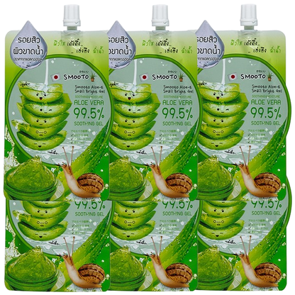 Smooto Alove VeraGel Aloe & Snail Brightening Gel 50g (Pack of 6)