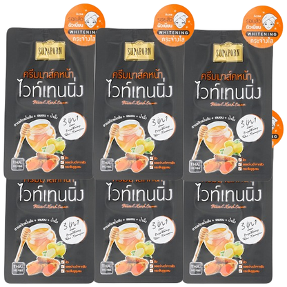 Supaporn Turmeric Facial Mask Cream 12g - Pack of 6 for Bright, Healthy Skin