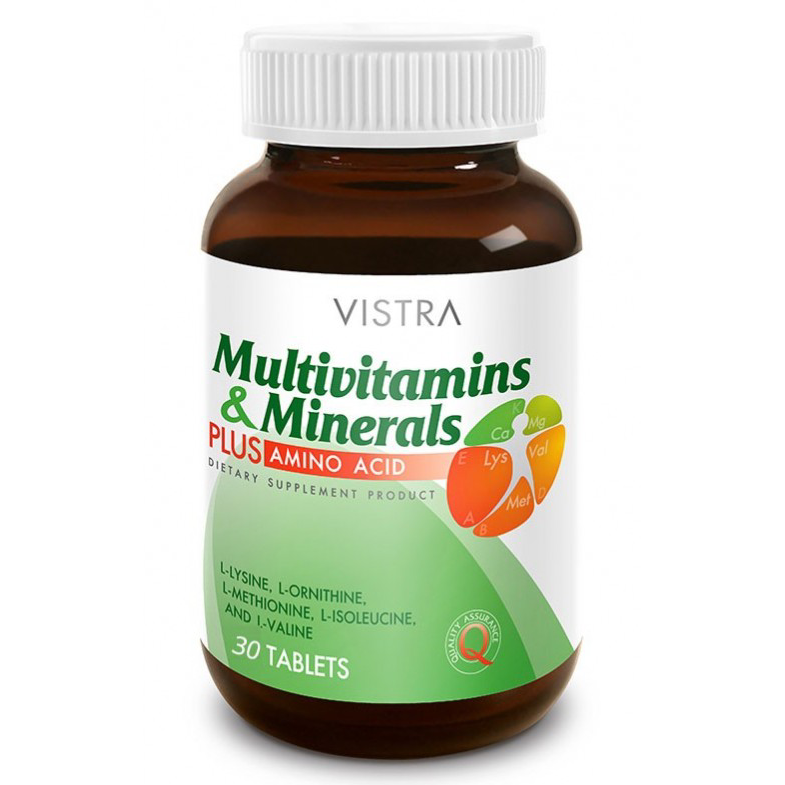 Vistra Multivitamin & Minerals with Amino Acids - 30 Tablets for Daily Wellness