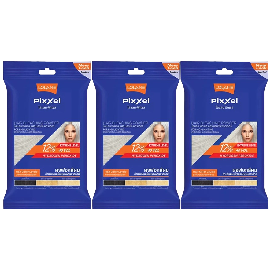 Lolane Pixxel Hair Bleaching Powder with Oxymilk 12% (Pack of 3)