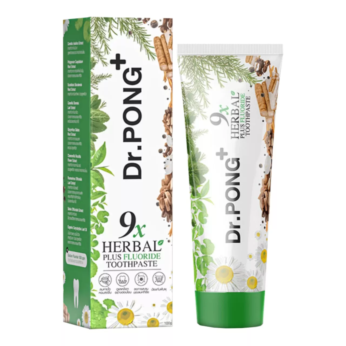 Dr. PONG 9X Herbal Plus Fluoride Toothpaste - 100g for Oral Care